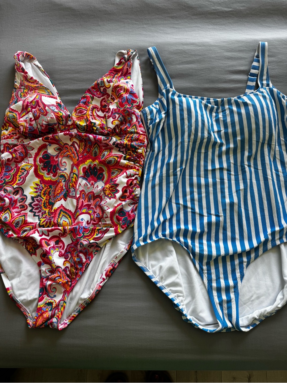 Time and Tru Blue Stripe One-Piece & Pink Paisley One-Piece Swimsuits
